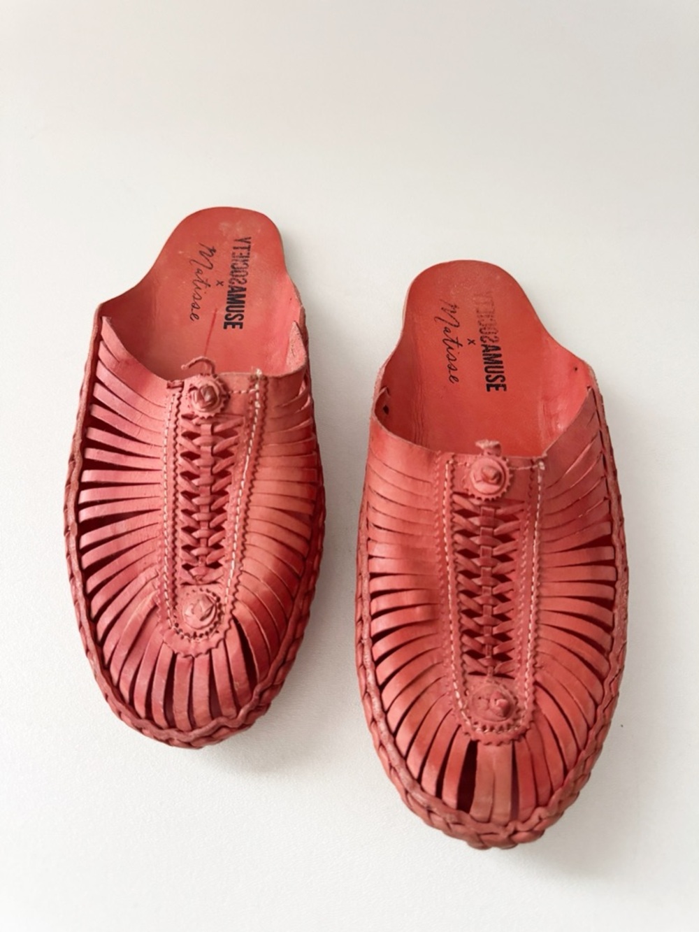 Matisse x Amuse Society Morocco Leather Mule Huarache 9 Artisan Red Boho Mexican - Picture 3 of 10